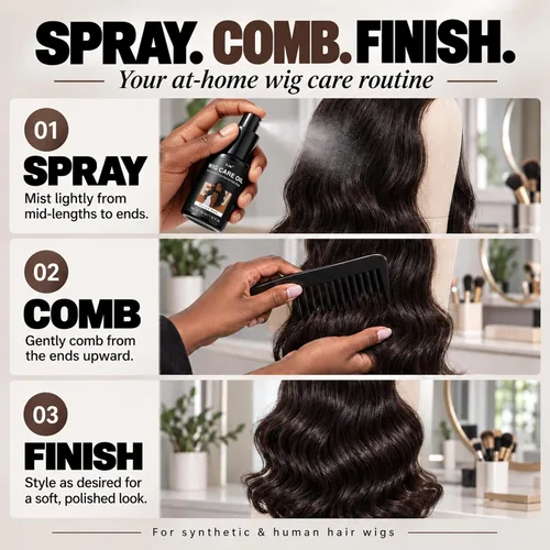 Vista 13 de EJW Spray de aceite para peluca para cabello sintético y humano, brillo