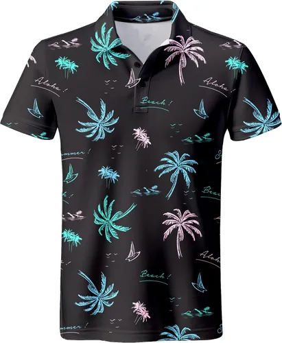 Vista 89 de Camisa de golf de los años 80 para hombre, ajuste seco, manga corta, estampada, divertidas, camisas de golf de los años 90 para hombre