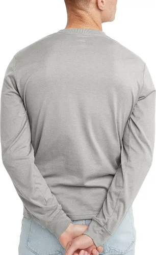 Vista 2 de Hanes Camiseta de manga larga de algodón Henley para hombre