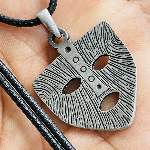 Vista 2 de Norse Vikingo Jewelry The Mask Loki God of Mischief Celtic Pagan Pewter - Collar con colgante de peltre para hombre protección de hechizo amuleto
