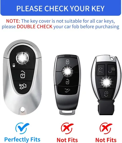Vista 2 de OFFCURVE Funda para llavero de coche compatible con Benz C + llavero, Negro