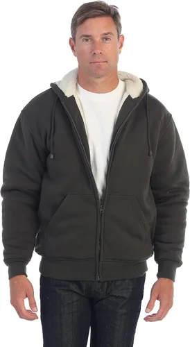 Vista 20 de Gioberti Chaqueta con capucha de forro polar suave y pesado para hombre Negro