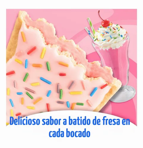 Vista 6 de Kellogg's Pop-Tarts - Pasteles tostadores de desayuno, batido de fresa esmerilado, 28.2 onzas, paquete económico (16 unidades)