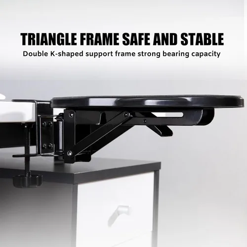 Vista 8 de Reposabrazos de computadora para escritorio, bandeja extensora de escritorio giratoria ajustable de 180°, soporte de brazo de codo plegable de 90°