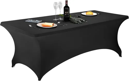 Vista 111 de LZY Mantel de mesa elástico ajustable de elastano para mesa plegable de 4, 6 o 8 pies, mantel rectangular de cóctel, perfecto para fiestas o Manzana
