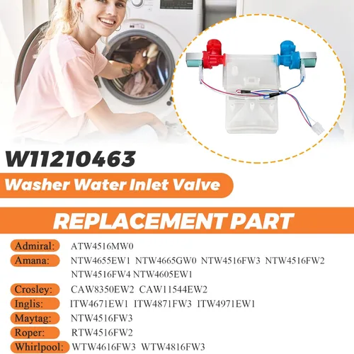 Vista 7 de UPGRADE W11101906 W11210463 - Válvula de entrada de agua para lavadora Whirlpool Amana Maytag, para W10701461 W10869803 W10883458 W11038696