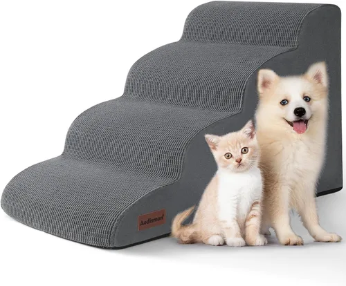 Vista 24 de Aodisman Escaleras para perros y gatos pequeños,Rampa para mascotas de 3 Beige