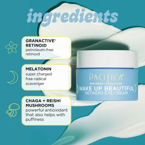 Vista 3 de Pacifica Beauty Wake Up Beautiful - Juego de crema retinoide para ojos y crema retinoide durante la noche, cuidado de la piel, hidratante, crema