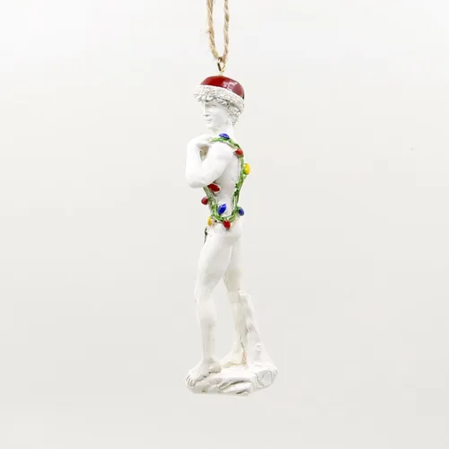 Vista 4 de Bella Haus Christmas Shoppe - Figura decorativa de árbol de Navidad de David con luces de arco iris, figura de resina del orgullo LGBTQ, decoración