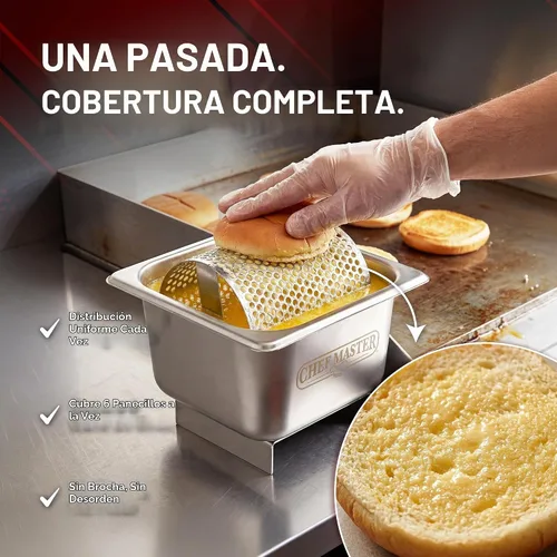 Vista 2 de Esparcidor de mantequilla de acero inoxidable, rodillo de mantequilla para plancha que puede contener 3 barras de mantequilla, rueda esparcidor