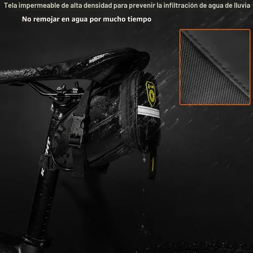 Vista 4 de Kit de herramientas de reparación de bicicletas con mini bomba de bicicleta, bolsa de sillín de bicicleta con luz trasera, multiherramienta