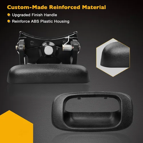 Vista 11 de Gledewen Pestillo de mango de puerta trasera y moldura de bisel con clips de varilla para Chevy Silverado GMC Sierra 1999-2007 1500 2500 3500