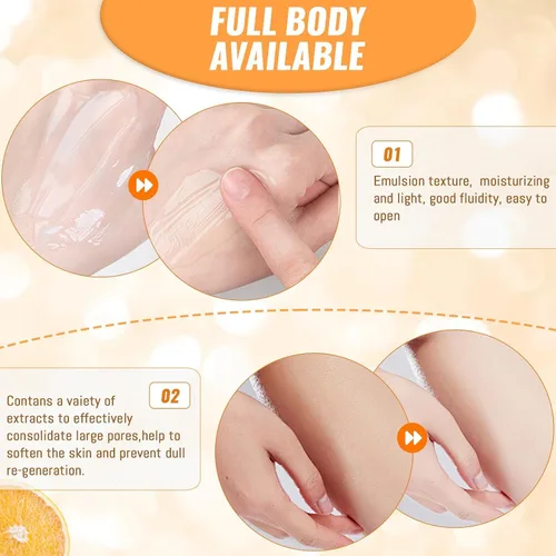 Vista 4 de Gel exfoliante naranja – Gel exfoliante de enzima naranja para cara y cuerpo, exfoliante de limpieza profunda para desatascar los poros, eliminar