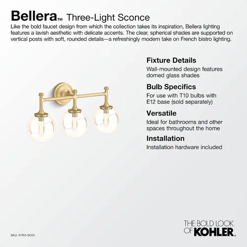 Vista 3 de KOHLER Bellera - Aplique de 3 luces