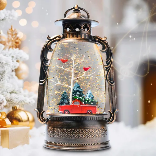 Vista 8 de Globos de nieve grandes de Navidad, globo de nieve musical de 13.8 pulgadas, globo de nieve de tren giratorio, 8 canciones, temporizador de 6 horas