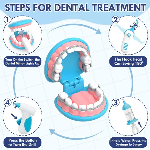 Vista 3 de Kit de Médico de Lehoo Castle para Niños Pequeños de 3 a 5, Juego de Dentista para Niños, Juguetes para Niñas y Niños de 4+ Años, Juego