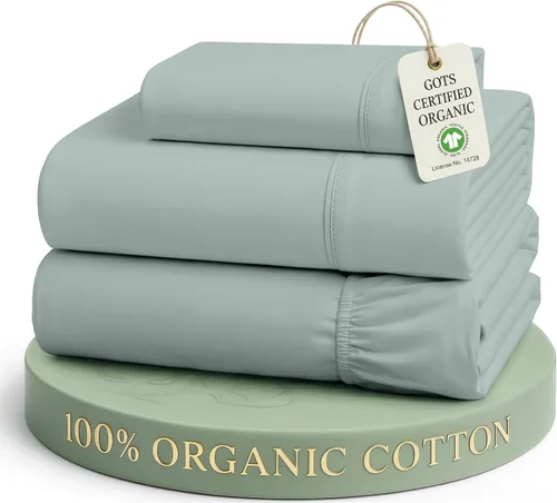 Vista 12 de LANE LINEN - Juego de 2 sábanas de fibras largas 100 % algodón orgánico, percal de fibras largas, ultrasuave y transpirable, para colchones de hasta