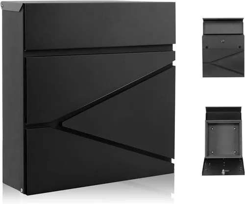 Vista 9 de Buzón de Pared con Cerradura y Llaves, Buzón de Seguridad con Llavero para Exterior de la Casa, Buzón de Correo con Cerradura, Buzón de Metal
