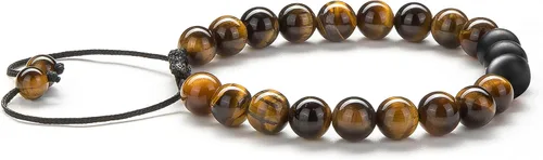 Vista 4 de Pulsera elástica Hamoery con cuentas naturales de ojo de tigre de 8 mm, para mujer y hombre
