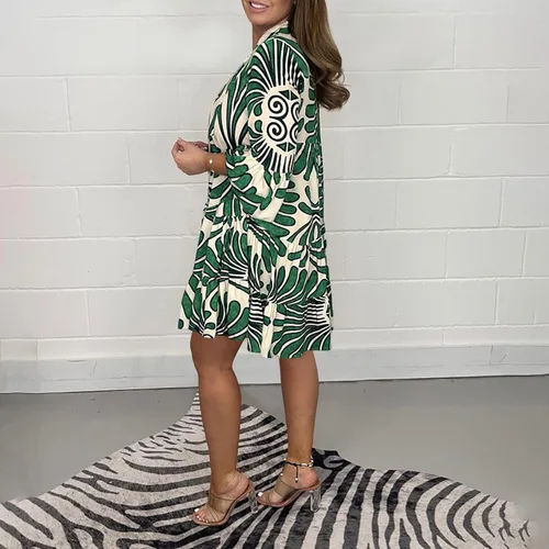 Vista 5 de HUANKD Vestidos de verano de jardín para mujer, sexy, cuello en V, manga corta, playa, falda de fiesta, vestidos de otoño para 2023, S-2XL