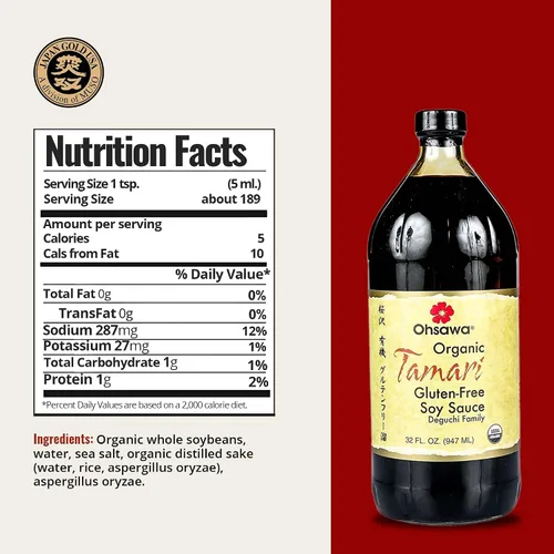 Vista 2 de OHSAWA TAMARI 32 Onzas - ALTA CALIDAD ORGáNICO, SIN GLUTEN, MACROBIóTICO, VEGANO, KOSHER.