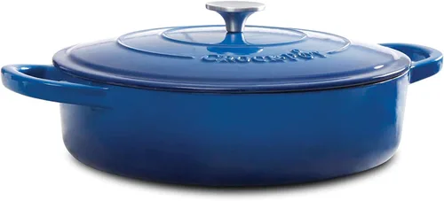 Vista 3 de Crock-Pot Crock Pot Artisan - Estofador de hierro fundido esmaltado con tapa, 5 cuartos de galón, color azul zafiro Sapphire Blue