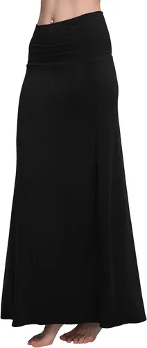 Vista 3 de Urban CoCo - Falda larga y elegante de elastano para mujer, cómoda, con cintura plegable, y estilo acampanado