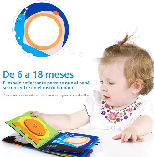 Vista 4 de beiens - Libros suaves para bebés, en blanco y negro, alto contraste, tela no tóxica, tacto y sensación de tela arrugada, juguetes de estimulación