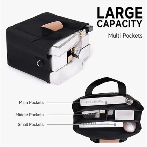 Vista 4 de Moonelo Everything - Bolsa de lona con múltiples bolsillos, bolsa de mano con compartimentos, bolsa de mano para mujer