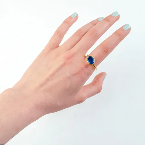 Vista 173 de Oval Birthstone Ring Bezel Set in Vermeil Gold, Sterling Silver, or Rose Gold, Stacking Birthstone Ring [rOMB]