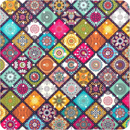 Vista 45 de Alfombra para Bañera Antideslizante, Alfombra Bohemia Cuadrada para Bañera y Piso de Ducha con Ventosas para Adultos, Niños y Ancianos, 21 x 21