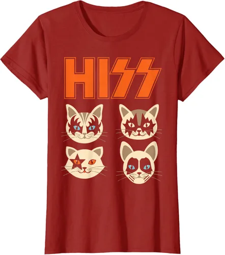 Vista 45 de Camiseta Hiss Funny Cats Kittens Rock Rockin, Negro