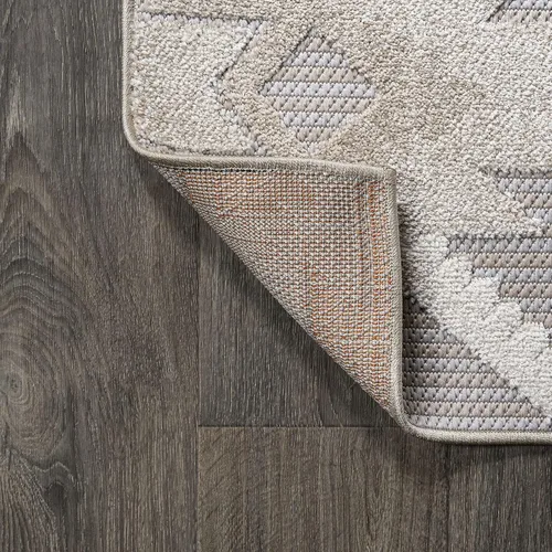 Vista 5 de JONATHAN Y Alfombra de pasillo Kilim Diamante Neutro para interiores y exteriores, 2 x 8 pies, color beige/gris, Sumak pelo alto y bajo para patio