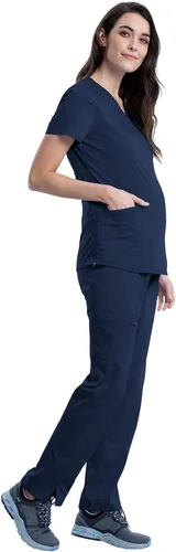 Vista 4 de Cherokee WW688 - Camiseta médica de maternidad con 2 bolsillos, tela transpirable y elástica en 2 direcciones