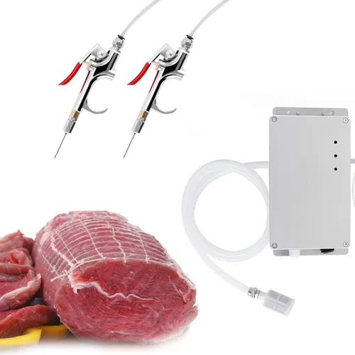 Vista 8 de Bomba eléctrica inyectora de carne con manguera, jeringa inyectora de marinada de acero inoxidable de 70 W con 10 agujas para barbacoa, pavo, cerdo