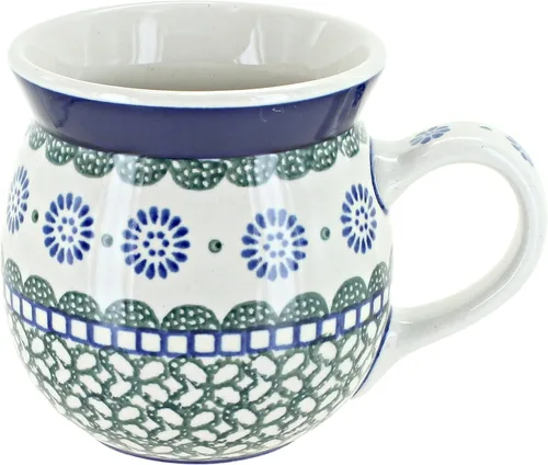Vista 25 de Blue Rose Polish Pottery - Blue Alyce Bubble Mug - 16 oz - Unique Shape Mug for Coffee & Tea