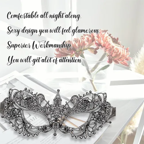 Vista 7 de Masquerade Mask For Women Lace Masquerade Masks for Masquerade Party, Proms, Venetian Party, Mardi Gras, Halloween & Cosplay