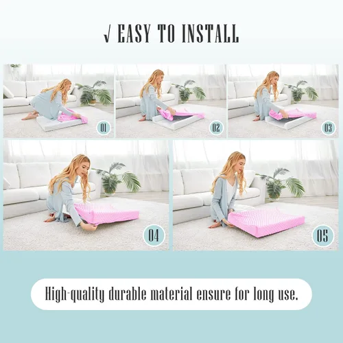 Vista 7 de Cute Castle Funda para cambiador, fundas de felpa ultra suaves con lunares de frijoles, transpirables, sábanas para cambiador de bebé para niño