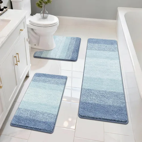 Vista 14 de Pauwer Juego de alfombras de baño de 3 piezas, alfombras de baño Beige
