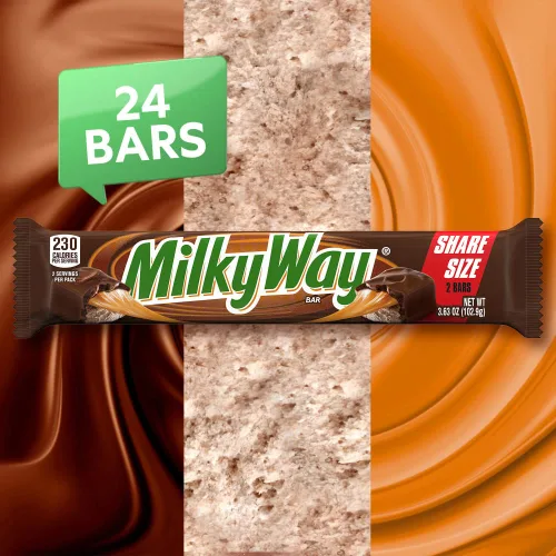 Vista 4 de Milky Way Barras de caramelo de tamaño compartido de chocolate con leche, 3.63 onzas (paquete de 24)