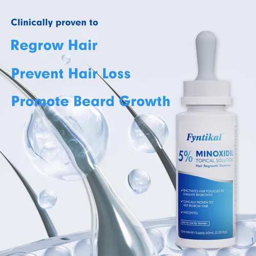 Vista 6 de Fytikal 5% de minoxidil para hombres tratamiento de crecimiento del cabello, solución tópica extra fuerte para adelgazamiento del cabello
