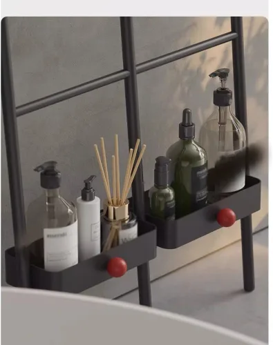 Vista 4 de Towel Rail Freestanding Bathroom Towel Storage Rack Household Wall Coat Rack Bathroom Floor-Standing Clothes Freestanding Storage Rack Towel Black