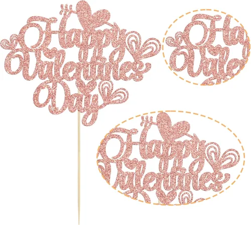Vista 46 de Ephlyn 24 adornos para cupcakes con purpurina para el día de San Valentín, dulce amor, corazón, día de San Valentín, decoración para cupcakes