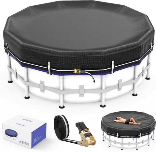 Vista 9 de LXKCKJ Cubierta de Piscina Redonda de 6 Pies, Cubiertas Solares para Piscinas Sobre el Suelo, Cubiertas de Piscina de Tanque de Almacenamiento Negro