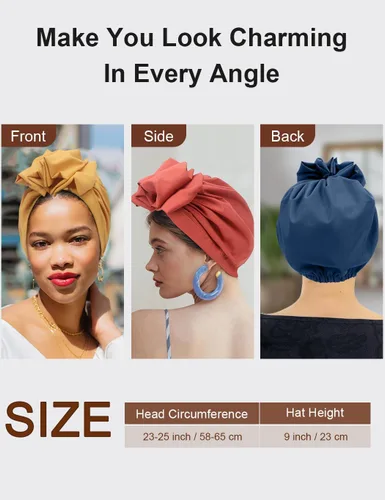 Vista 5 de Turbante africano para mujer, turbantes sólidos para mujer, turbantes y envolturas para la cabeza, sombreros para el cabello para mujer, accesorios