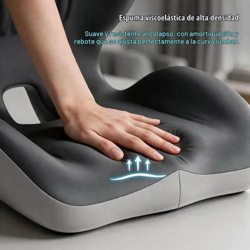 Vista 6 de Cojín de asiento ergonómico, cojines de asiento para silla de oficina con diseño en forma de L, cojín de espuma viscoelástica para el hogar, silla