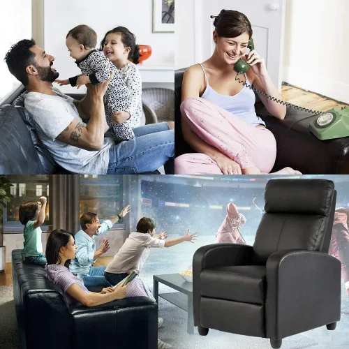 Vista 4 de Silla reclinable moderna de piel sintética, sillón reclinable individual, sofá individual, asiento reclinable, asiento reclinable para sala de estar