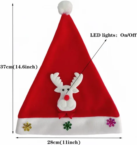 Vista 7 de Shuoyang 3 unidades, sombreros de Papá Noel, sombrero de terciopelo de Navidad brillante, sombrero de Papá Noel rojo esponjoso para adultos, hombres