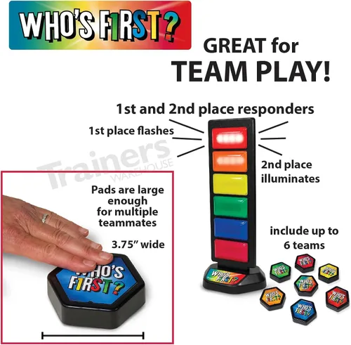 Vista 3 de Trainers Warehouse ¿Quién es el primero? Sistema de zumbador inalámbrico v3 Game 6 Fomenta la emoción de la presentación de juegos en el aula
