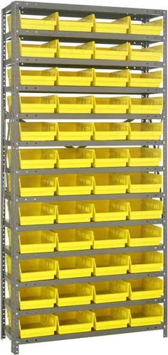 Vista 328 de Quantum QSBU-245BK Heavy Duty Shelving Unit with (7) Shelves and (24) QUS245 Black Bins for Garage Warehouse Storage Distribution 400 lb Load